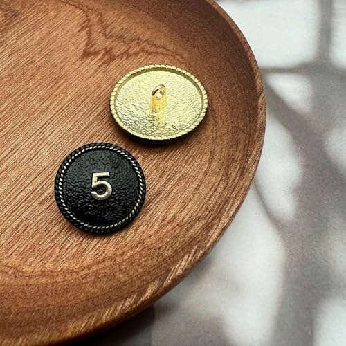 6 Stück - Luxus-Markendesign Gold Schwarz Weiß 5 Fünf Zahlen Runde Metallknöpfe für Kleidung DIY Nähzubehör Dekorknöpfe-Schwarz-25mm 6 Stück - Luxus-Markendesign Gold Schwarz Weiß 5 Fünf Zahlen Runde Metallknöpfe für Kleidung DIY Nähzubehör Dekorknöpfe-Schwarz-25mm von AYHTUD
