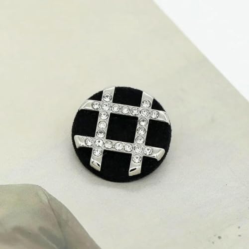 6 Stück luxuriöses Design mit Strasssteinen eingelegter Metallknopf für Kleidung, Mantel, Rock, Kleidungszubehör, hohe Qualität, Goldschwarz, Nr. 10–22 mm von AYHTUD