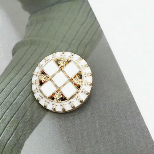6 Stück luxuriöses Design mit Strasssteinen eingelegter Metallknopf für Kleidung, Mantel, Rock, Kleidungszubehör, hohe Qualität, Goldschwarz, Nr. 4–18 mm von AYHTUD