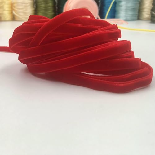 6 mm, 5–300 Yards, einseitiges Samtband für handgefertigte Blumenstraußverpackungen, Heimparty-Dekoration, Weihnachtssamtband, Rot V001, 6 mm x 100 Yards von AYHTUD
