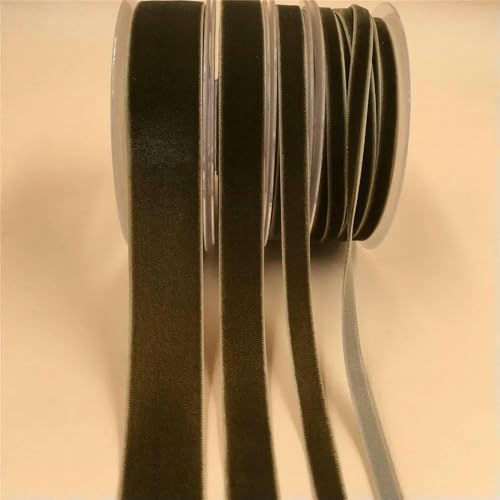 6 mm, 5–300 Yards, einseitiges Samtband für handgefertigte Blumenstraußverpackungen, Heimparty-Dekoration, Weihnachtssamtband, grünlich-braun, V009, 6 mm x 300 Yards 6 mm, 5–300 Yards, einseitiges Samtband für handgefertigte Blumenstraußverpackungen, Heimparty-Dekoration, Weihnachtssamtband, grünlich-braun, V009, 6 mm x 300 Yards von AYHTUD