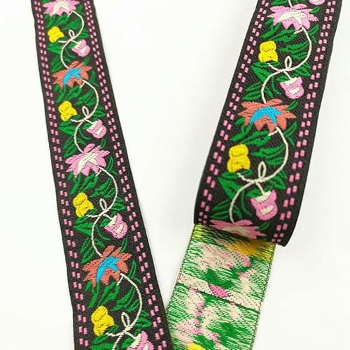 7 Meter 33,0 mm Vintage Ethno-Stickereiband Boho-Spitzenbesatz DIY Kleidung Taschenzubehör Bestickter Stoff -33QY40 von AYHTUD
