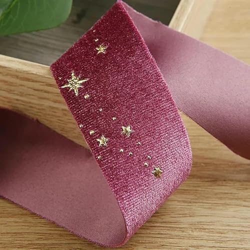 9,1 m, 25 mm, 38 mm, goldene Samtbänder mit Sternfolie für Haarschleifen, Hochzeitsaccessoires, DIY-Bastelarbeiten, handgefertigt, Y2021121701, Rosa, Breite 38 mm 9,1 m, 25 mm, 38 mm, goldene Samtbänder mit Sternfolie für Haarschleifen, Hochzeitsaccessoires, DIY-Bastelarbeiten, handgefertigt, Y2021121701, Rosa, Breite 38 mm von AYHTUD