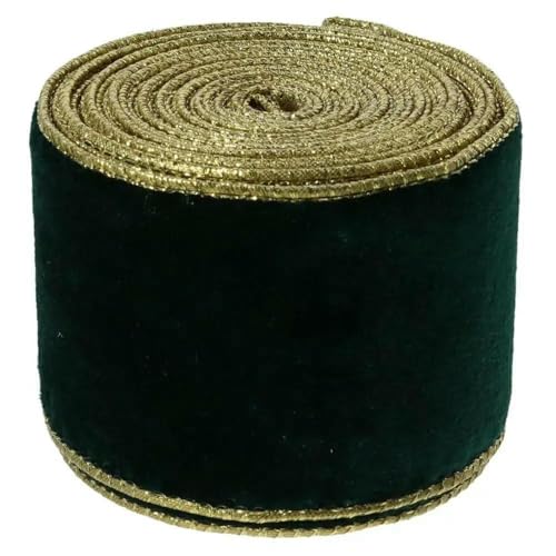 9,1 m, 6,3 cm breites Samtband, goldener Rand, Samtdraht, grün-rotes Geschenkband für Hochzeiten, grün-6,3 cm 9,1 m, 6,3 cm breites Samtband, goldener Rand, Samtdraht, grün-rotes Geschenkband für Hochzeiten, grün-6,3 cm von AYHTUD