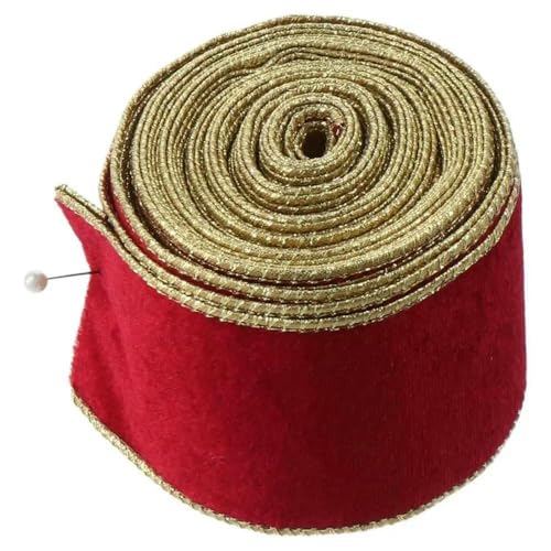 9,1 m, 6,3 cm breites Samtband, goldener Rand, Samtdraht, grün-rotes Geschenkband für Hochzeiten, rot-6,3 cm 9,1 m, 6,3 cm breites Samtband, goldener Rand, Samtdraht, grün-rotes Geschenkband für Hochzeiten, rot-6,3 cm von AYHTUD