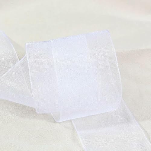 9,1 m transparentes Chiffonband, 10 mm, 20 mm, Organza-Satinbänder zum Verpacken von Hochzeitssträußen, Partykränzen, DIY-Spitzenstoff-001-38 mm von AYHTUD