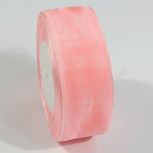 9,1 m transparentes Chiffonband, 10 mm, 20 mm, Organza-Satinbänder zum Verpacken von Hochzeitssträußen, Partykränzen, DIY-Spitzenstoff-007-25 mm von AYHTUD