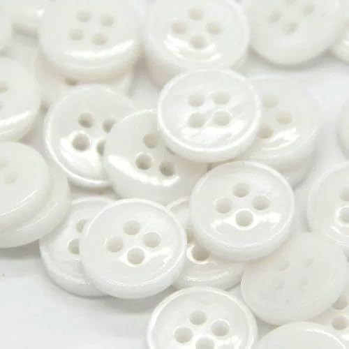 9/10/11 mm kleine bunte Hemd-Nähknöpfe aus Harz für Kleidung, Kinder, Blusen, Röcke, Kleider, Mode, handgefertigte Dekorationen, Nr. 3 B775, Weiß, 10 mm, 30 Stück von AYHTUD