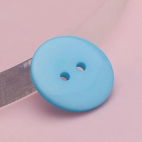 9–30 mm mehrfarbiger Brotknopf mit doppeltem Auge, runde Nähknöpfe aus Kunstharz für DIY-Scrapbooking, Kleidungsstücke, Pullover, Mäntel, Zubehör – Hellblau – 36L 23,0 mm von AYHTUD