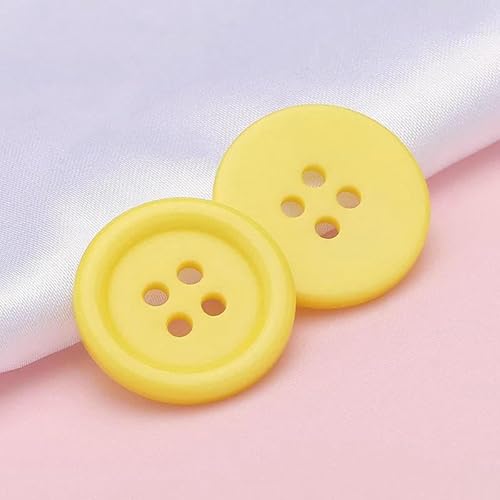 9–30 mm runde Nähknöpfe aus Kunstharz, Scrapbooking, einfarbige Knöpfe in gemischten Farben für DIY-Kinderkleidung, Puppen, Basteln, Kleidungszubehör, Gelb, 25 mm, 20 Stück von AYHTUD