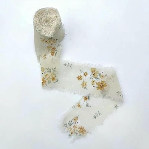 Bedrucktes Chiffonband aus Seide mit Blumenmuster, für Hochzeiten, handgerissen, mit rohen Kanten, ländlicher Wind, Schnee, gesponnen, kleiner frischer Blumenstrauß, Krawatten, gebrochenes Bedrucktes Chiffonband aus Seide mit Blumenmuster, für Hochzeiten, handgerissen, mit rohen Kanten, ländlicher Wind, Schnee, gesponnen, kleiner frischer Blumenstrauß, Krawatten, gebrochenes von AYHTUD
