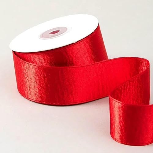 Doppelseitiges, silberglänzendes Satinband aus Samt mit Randdesign für selbstgemachte Kopfbedeckungen, frische Blumen, Verpackungen – Rot – 38 mm (50 Jahre) von AYHTUD