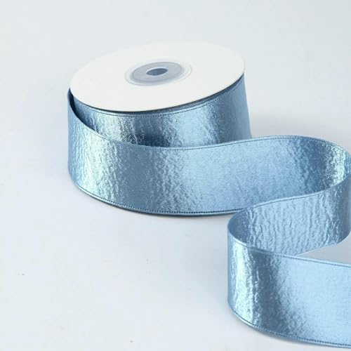 Doppelseitiges, silberglänzendes Satinband aus Samt mit Randdesign für selbstgemachte Kopfbedeckungen, frische Blumen, Verpackungen – blau – 38 mm (50 Jahre) von AYHTUD