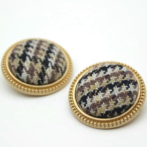 Goldene runde Stoffknöpfe aus Metall für Handarbeiten, Kleidung, Damen, Mantel, Anzug, Strickjacke, 6 Stück, Nähknopf KD874, Schwarznickel, 25 mm, 6 Stück von AYHTUD