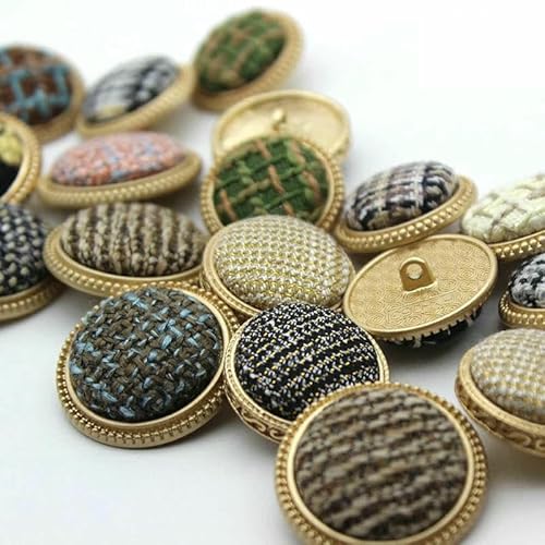 Goldene runde Stoffknöpfe aus Metall für Handarbeiten, Kleidung, Damen, Mantel, Anzug, Strickjacke, 6 Stück, Nähknopf KD874, gemischtes Design, 30 mm, 6 Stück Goldene runde Stoffknöpfe aus Metall für Handarbeiten, Kleidung, Damen, Mantel, Anzug, Strickjacke, 6 Stück, Nähknopf KD874, gemischtes Design, 30 mm, 6 Stück von AYHTUD