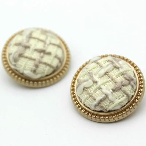 Goldene runde Stoffknöpfe aus Metall für Handarbeiten, Kleidung, Damen, Mantel, Anzug, Strickjacke, 6 Stück, Nähknopf KD874-Nickel-Weiß-30MM 6 Stück von AYHTUD