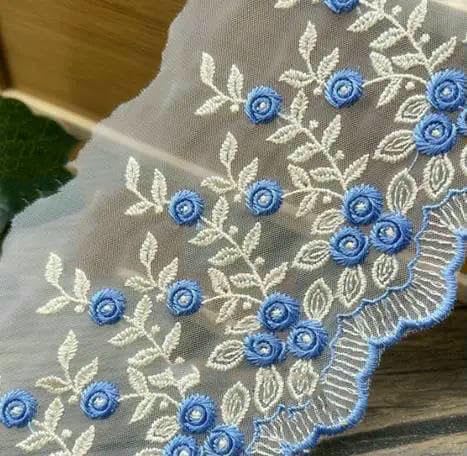 H841 10 cm breite Netzspitze, bestickte Blume, DIY, handgefertigtes Patchwork-Spitzenband für Nähbedarf, Basteln, Heimtextilien, 10 cm Breite, blau, L H841 10 cm breite Netzspitze, bestickte Blume, DIY, handgefertigtes Patchwork-Spitzenband für Nähbedarf, Basteln, Heimtextilien, 10 cm Breite, blau, L von AYHTUD