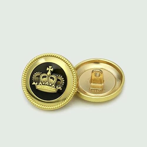 Hochwertige Metallknöpfe im europäischen Kronendesign, Anzugdurchmesser 23,0 mm, goldene Nähknöpfe, Jacken- und Mantelknöpfe im britischen Stil, 1–23,0 mm, 10 Stück Hochwertige Metallknöpfe im europäischen Kronendesign, Anzugdurchmesser 23,0 mm, goldene Nähknöpfe, Jacken- und Mantelknöpfe im britischen Stil, 1–23,0 mm, 10 Stück von AYHTUD