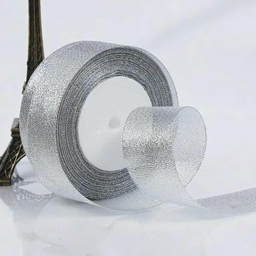 Mehrfarbiges Organzaband aus Seidensatin, 6–40 mm, glitzernd, bestickte Zwiebelbänder, Dekoration für Hochzeitstorten, Basteln, Schleifenzubehör, Silber, 15 mm Mehrfarbiges Organzaband aus Seidensatin, 6–40 mm, glitzernd, bestickte Zwiebelbänder, Dekoration für Hochzeitstorten, Basteln, Schleifenzubehör, Silber, 15 mm von AYHTUD
