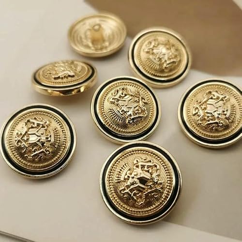 Metallknöpfe, Kronenmuster, golden, britischer Mode-College-Stil, Anzug, handgenäht, Mantel, Kleidung, Nähknöpfe, 2–25 mm, 6 Stück von AYHTUD