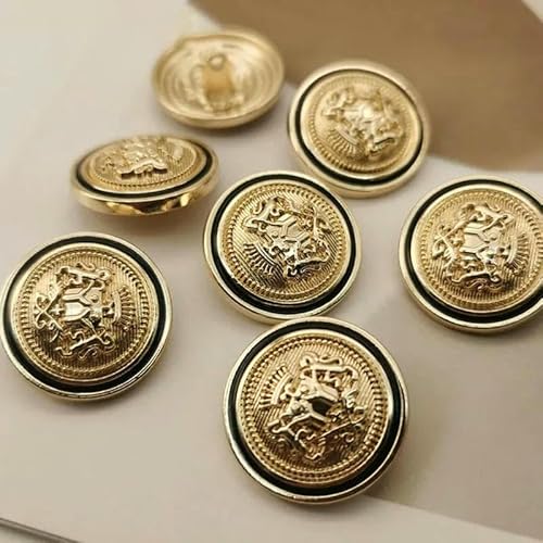 Metallknöpfe, Kronenmuster, goldene Knöpfe, Anzugknöpfe im britischen College-Stil, handgenähte Nähknöpfe für Mäntel und Kleidung, 2–20 mm, 6 Stück von AYHTUD