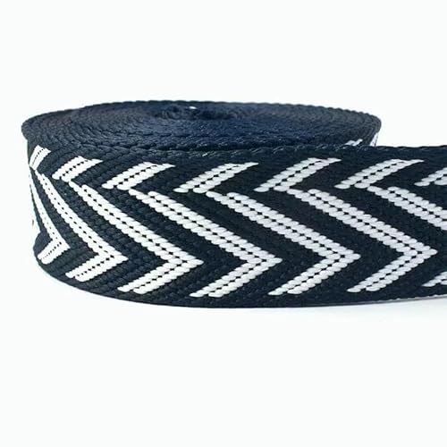 Meter 38 mm Jacquard-Gurtband für Taschengurte, ethnisches Band, Gepäckdekor, Nähen, Schrägband, DIY-Gürtel, Schuhe, Zubehör – RD197 – Marineblau/Weiß – 38 mm – 2 Meter von AYHTUD