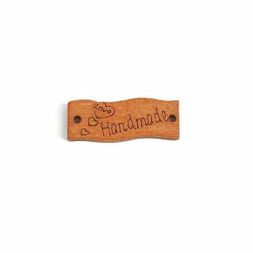 Mix 50 Stück Holzknöpfe "Hand Made" Buchstabenanhänger Holz Nähzubehör für Kleidung Handarbeit Scrapbooking Bastelbedarf DIY-10x30mm von AYHTUD