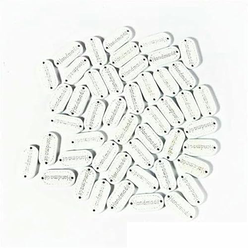Mix 50 Stück Holzknöpfe "Hand Made" Buchstabenanhänger Holz Nähzubehör für Kleidung Handarbeit Scrapbooking Bastelbedarf DIY-12x24,0mm Weiß Mix 50 Stück Holzknöpfe "Hand Made" Buchstabenanhänger Holz Nähzubehör für Kleidung Handarbeit Scrapbooking Bastelbedarf DIY-12x24,0mm Weiß von AYHTUD
