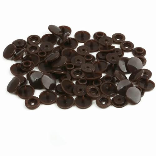 Modische 10/20/50/100 Sets T5 Druckknöpfe Nylonknöpfe Kinderknöpfe Set für Babypuppen Kleidung Nähzubehör-Dunkelbraun-20 Sets von AYHTUD