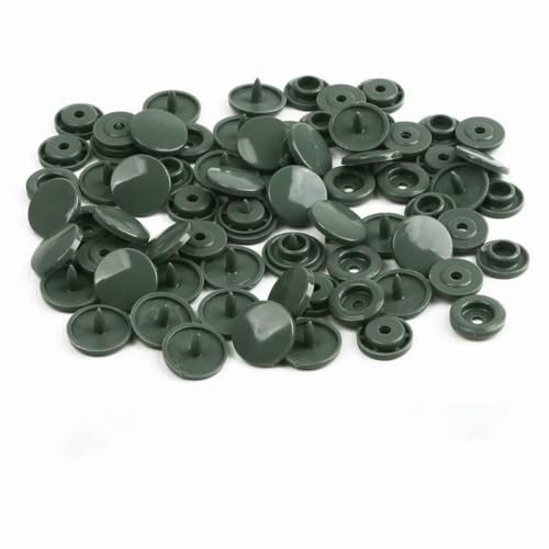 Modische 10/20/50/100 Sets T5 Druckknöpfe Nylonknöpfe Kinderknöpfe Set für Babypuppen Kleidung Nähzubehör-Dunkelgrün-20 Sets von AYHTUD