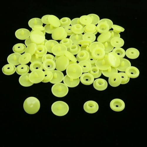 Modische 10/20/50/100 Sets T5 Druckknöpfe Nylonknöpfe Kinderknöpfe Set für Babypuppen Kleidung Nähzubehör-Fluoreszierendes Gelb-100 Sets von AYHTUD