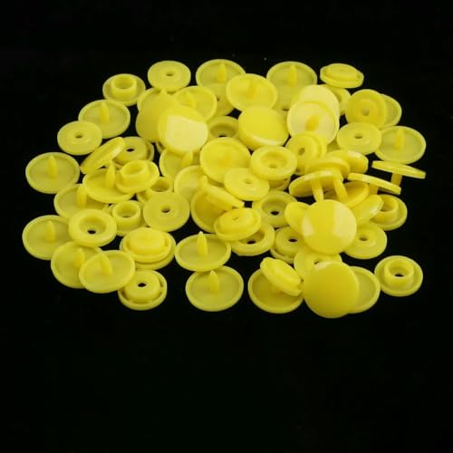 Modische 10/20/50/100 Sets T5 Druckknöpfe Nylonknöpfe Kinderknöpfe Set für Babypuppen Kleidung Nähzubehör-Gelb-50 Sets von AYHTUD
