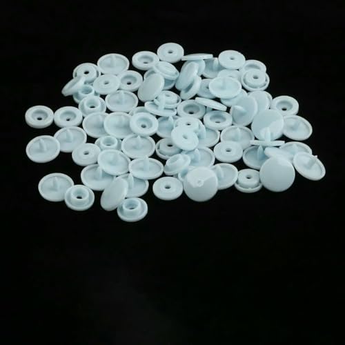 Modische 10/20/50/100 Sets T5 Druckknöpfe Nylonknöpfe Kinderknöpfe Set für Babypuppen Kleidung Nähzubehör-Hellblau-100 Sets von AYHTUD