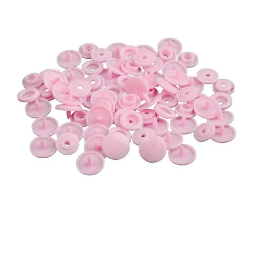 Modische 10/20/50/100 Sets T5 Druckknöpfe Nylonknöpfe Kinderknöpfe Set für Babypuppen Kleidung Nähzubehör-Hellrosa-100 Sets von AYHTUD