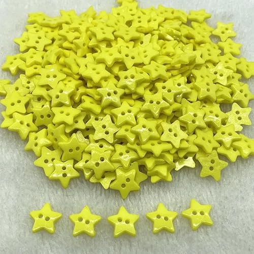 Neue 12–20 mm große Farben, fünfzackiger Stern mit zwei Augenknöpfen, Kunstharz-Nähknöpfe, DIY-Scrapbooking, mehrfarbig, 05–15 mm (30 Stück) von AYHTUD