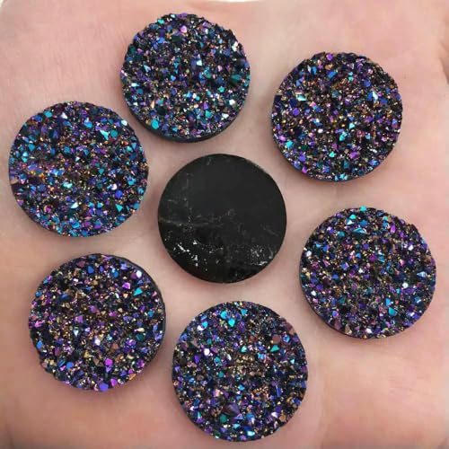 Neue 20 Stück 20mm Bling AB Harz Runde Erz Unregelmäßige Flatback Strass Ornamente DIY Hochzeit Applikationen Knöpfe W43-W432 von AYHTUD