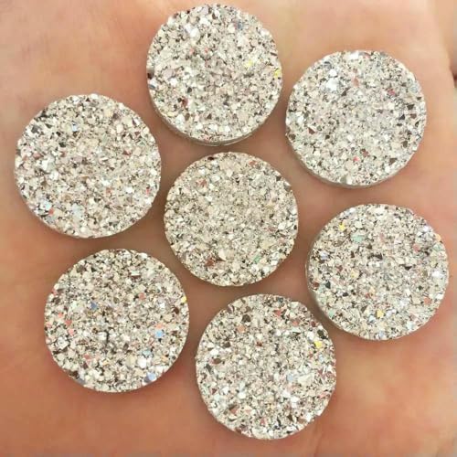 Neue 20 Stück 20mm Bling AB Harz Runde Erz Unregelmäßige Flatback Strass Ornamente DIY Hochzeit Applikationen Knöpfe W43-W434 von AYHTUD