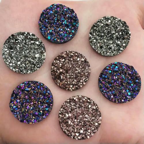 Neue 20 Stück 20mm Bling AB Harz Runde Erz Unregelmäßige Flatback Strass Ornamente DIY Hochzeit Applikationen Knöpfe W43-gemischt von AYHTUD