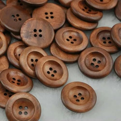 Neue 20 Stück dunkelkaffeefarbene runde Holzknöpfe für Kleidung, 4 Löcher, 30 mm, Patchwork-Knopf für Handarbeiten, Nähzubehör – 25 mm, 20 Stück Neue 20 Stück dunkelkaffeefarbene runde Holzknöpfe für Kleidung, 4 Löcher, 30 mm, Patchwork-Knopf für Handarbeiten, Nähzubehör – 25 mm, 20 Stück von AYHTUD