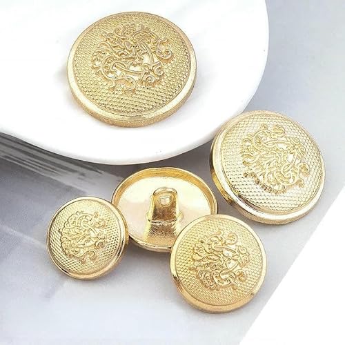 Retro-Perlen-Gold-Metallknopf, luxuriöse Strass-Mantelknöpfe für Damen, DIY-Kleidung, Anzug, Nähen, Aufnähen, Botones-Zubehör, 16–18 mm, 5 Stück von AYHTUD