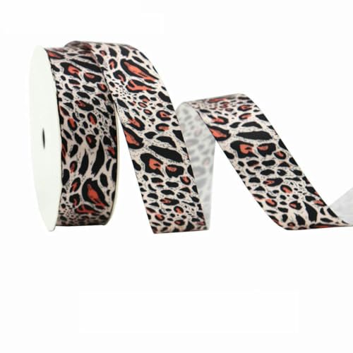 Ripsband mit Leopardenmuster, Tiermuster, Zebra, Gepard, Kuh, 2,5 cm x 4,5 m, Geschenkband für Zuhause, Heimwerker, Basteln, Dekorieren, 5, Breite 22 mm, 4,5 m von AYHTUD