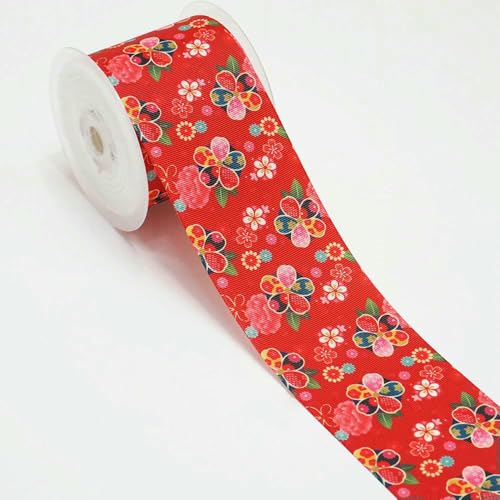 Ripsband zum Selbermachen mit Cartoon-Blumen-Aufdruck für Bastelbedarf, Nähzubehör, 4,5 m, Planarharzform, 10 Stück. 51244–51714–38 mm, Satin Ripsband zum Selbermachen mit Cartoon-Blumen-Aufdruck für Bastelbedarf, Nähzubehör, 4,5 m, Planarharzform, 10 Stück. 51244–51714–38 mm, Satin von AYHTUD