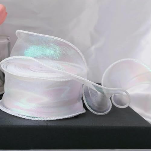 Rolle Fischschwanzgarnband, Blumenstrauß, Verpackungsmaterial, Blumen, Backen, Spitzenband, Wellen-Chiffongarnband, Hochzeitsdekoration, Weiß, 45 m Rolle Fischschwanzgarnband, Blumenstrauß, Verpackungsmaterial, Blumen, Backen, Spitzenband, Wellen-Chiffongarnband, Hochzeitsdekoration, Weiß, 45 m von AYHTUD