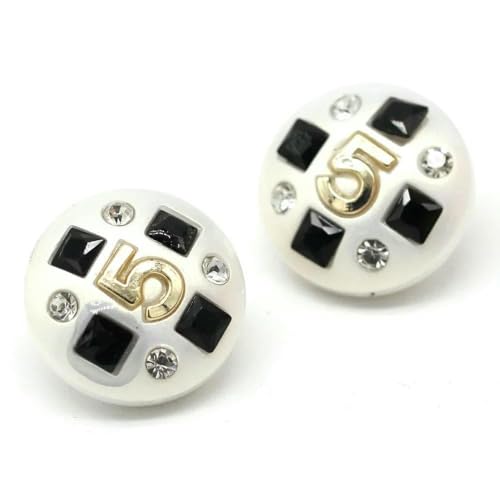 Runde, bunte Metallknöpfe mit der Zahl 5 und Strasssteinen für Kleidung, Luxus, Damenmantel, Blazer, Anzug, DIY-Nähzubehör, Goldschwarz, 15 mm, 6 Stück Runde, bunte Metallknöpfe mit der Zahl 5 und Strasssteinen für Kleidung, Luxus, Damenmantel, Blazer, Anzug, DIY-Nähzubehör, Goldschwarz, 15 mm, 6 Stück von AYHTUD