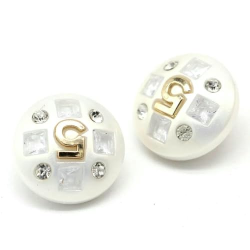 Runde, bunte Metallknöpfe mit der Zahl 5 und Strasssteinen für Kleidung, Luxus, Damenmantel, Blazer, Anzug, DIY-Nähzubehör, Goldweiß, 18 mm, 6 Stück Runde, bunte Metallknöpfe mit der Zahl 5 und Strasssteinen für Kleidung, Luxus, Damenmantel, Blazer, Anzug, DIY-Nähzubehör, Goldweiß, 18 mm, 6 Stück von AYHTUD
