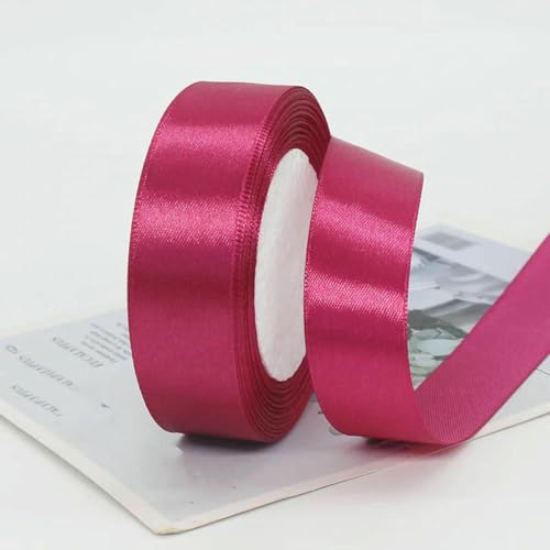 Satinband, 10/15/20/25/40/50 mm, 25 Yards/Rolle, für Hochzeit, Geburtstag, Party, Dekoration, handgefertigt, DIY, Verpackung, Basteln, 28-D, Rosenrot, 50 mm von AYHTUD