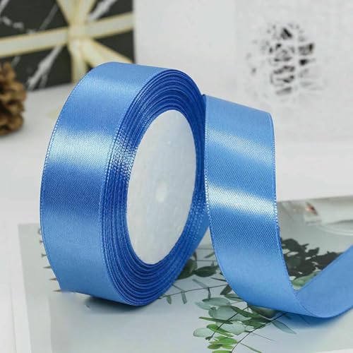 Satinband, 10/15/20/25/40/50 mm, 25 Yards/Rolle, für Hochzeit, Geburtstag, Party, Dekoration, handgefertigt, DIY, Verpackung, Basteln, 36, Seeblau, 50 mm von AYHTUD