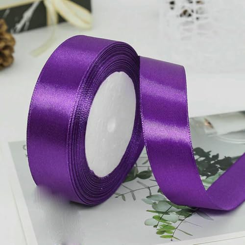 Satinband, 10/15/20/25/40/50 mm, 25 Yards/Rolle, für Hochzeit, Geburtstag, Party, Dekoration, handgefertigt, DIY, Verpackung, Verpackung, Basteln, 35, Lila, 40 mm von AYHTUD