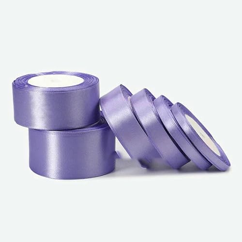 Satinband, 25 Yards, 6 mm – 50 mm, Schärpe, Geschenkpapier, Schleife, handgefertigt, DIY, Basteln, Halloween, Weihnachten, Hochzeit, Geburtstag, Party, Dekoration, Hellviolet von AYHTUD