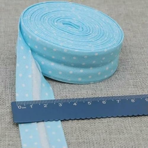 Schrägband aus Baumwolle, Punkte, Gitter, Streifen, Schottenkaro, kariert, schottisch bedruckt, 25 mm x 5 m, Rolle, Baumwoll-Twill, Falte – 1 himmelblaue Pun Schrägband aus Baumwolle, Punkte, Gitter, Streifen, Schottenkaro, kariert, schottisch bedruckt, 25 mm x 5 m, Rolle, Baumwoll-Twill, Falte – 1 himmelblaue Pun von AYHTUD